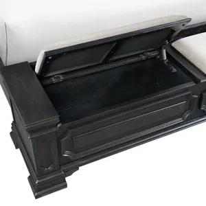 Kings Court Black 4PC Set w/Queen Storage Bed and NS