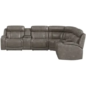 Phantom Leather Gel Grey Sectional 7PC Set- 3PP
