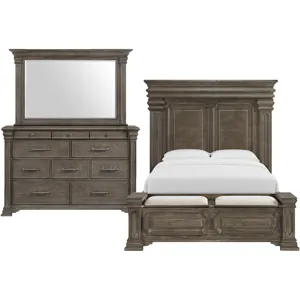Kings Court Grey 3PC Set w/Queen Storage Bed