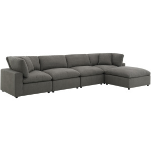 Cloud 9 Garrison Charcoal 4PC Sectional & Ottoman