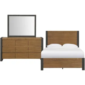 Breckenridge Oak/Black 3PC Set w/Queen Bed