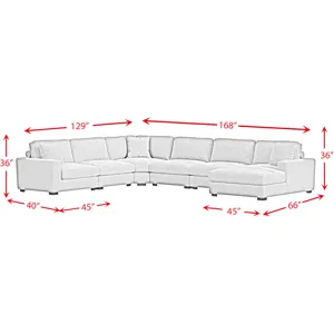 Arizona Steno Black Sectional 6PC Set & Ottoman