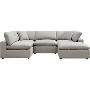 Cloud 9 Flex Dove 4PC Sectional & Ottoman