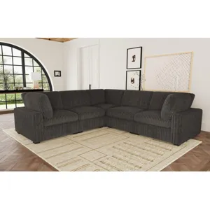 Esprit Grand Cord Charcoal Sectional 5PC Set