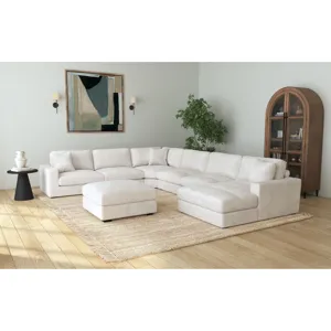 Arizona Steno Beige 6PC Sectional & Ottoman