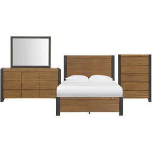 Breckenridge Oak/Black 4PC Set w/Queen Bed and CH