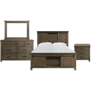 Scott Dark 4PC Set w/Queen Storage Bed & NS