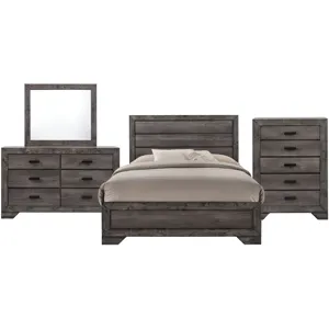 Nathan Grey Oak 4PC Queen Set w/CH