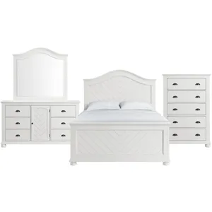 Kona White 4PC Set w/Queen Panel Bed & CH