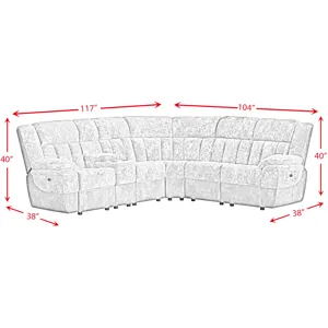 Santorini Dillon/Shire Cappuccino Sectional 6PC Set w/Power- 2P