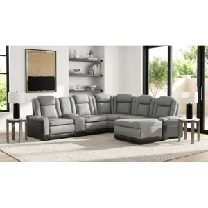 Lantana Rocky Cement/CharcoalSectional 6PC Set w/Chaise and DDT - (3)P2