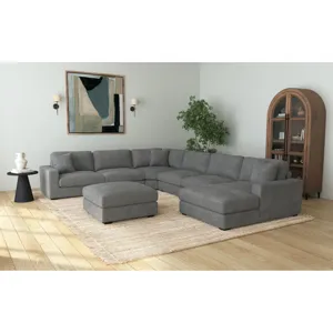 Arizona Steno Charcoal 6PC Sectional & Ottoman
