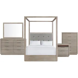 Arcadia Grey 5PC Set w/Queen Canopy Bed
