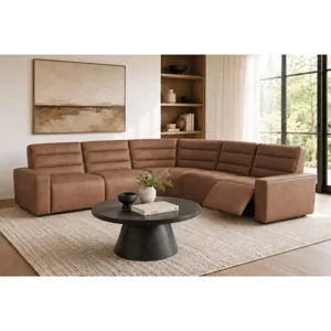 Portia Bozeman PU Saddle Sectional 5PC Set - (3)P