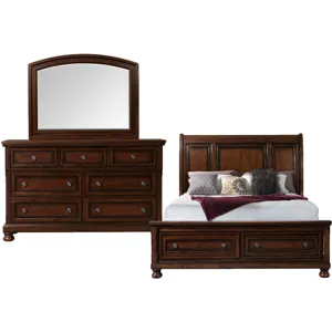 Kingston Cherry Brown 3PC Set w/Queen Storage FB Bed