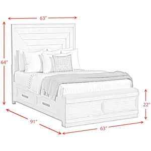 Avalanche Antique White 4PC Set w/Queen Storage Bed & CH