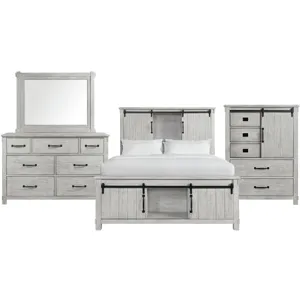 Scott White 4PC Set w/Queen Storage Bed & CH