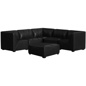 Blake Pebble Black Sectional 5PC Set & Ottoman