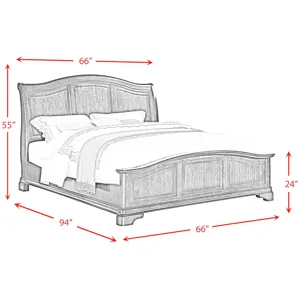 Cameron Cherry 3PC Set w/Queen Sleigh Headboard & Low Panel Footboard