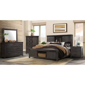 Scott Dark 4PC Set w/Queen Storage Bed & CH