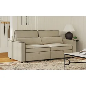 Sonic Hammertime Beige Sectional 2PC Set w/2 Pull Bed Chairs