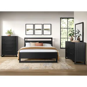 Island Black 4PC Queen Set w/CH