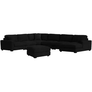 Arizona Steno Black Sectional 6PC Set & Ottoman
