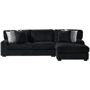 Nightfall Grand Cord Black Sectional 2PC Set