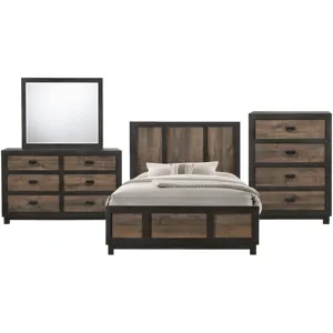 Harlington Walnut 4PC Set w/Queen Bed and CH