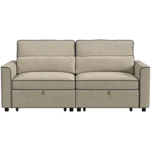 Sonic Hammertime Beige Sectional 2PC Set w/2 Pull Bed Chairs
