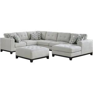 Wyatt Kymberly Stone Sectional 3PC Set & Ottoman
