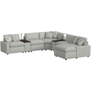 Options Three Alpha Fog Sectional 7PC Set & Ottoman - (3)P