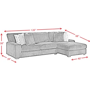 Nightfall Grand Cord Light Grey Sectional 2PC Set
