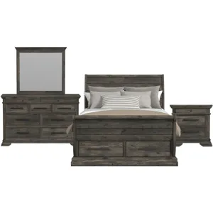 Park Ridge Charcoal 4PC Set w/Queen Sleigh Storage Bed & NS