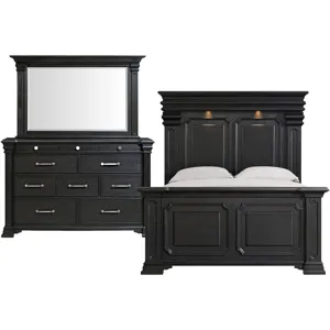 Kings Court Black 3PC Set w/Queen Bed