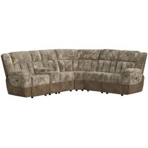 Santorini Dillon/Shire Cappuccino Sectional 6PC Set w/Power- 2P