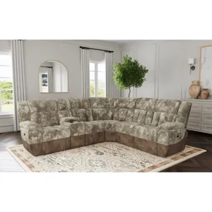 Santorini Dillon/Shire Cappuccino Sectional 6PC Set w/Power- 2P
