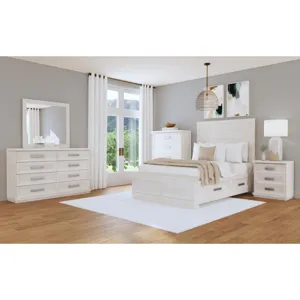 Avalanche Antique White 4PC Set w/Queen Storage Bed & CH