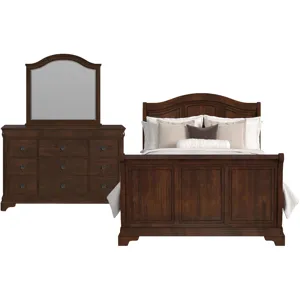Cameron Cherry 3PC Set w/Queen Sleigh Bed