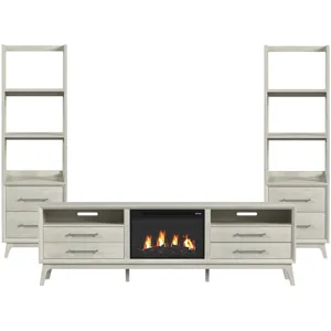 Westland Almond 4PC Set w/82" TV Console with Fireplace Insert (Ships in 4 Boxes)