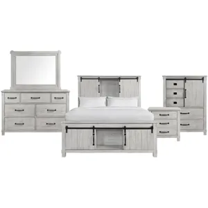 Scott White 5PC Set w/Queen Storage Bed
