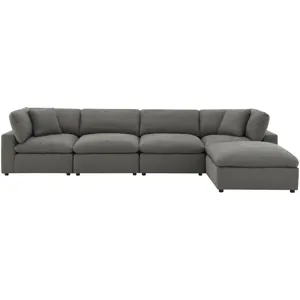 Cloud 9 Garrison Charcoal 4PC Sectional & Ottoman