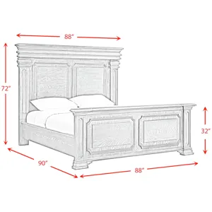Kings Court Black 4PC Set w/Queen Bed and CH