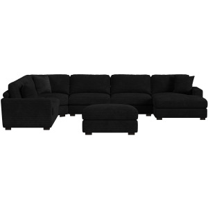 Arizona Steno Black Sectional 6PC Set & Ottoman
