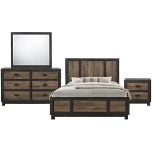 Harlington Walnut 4PC Set w/Queen Bed and NS