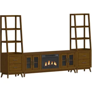 Santa Barbara Walnut 6PC Set w/70" TV Console with Fireplace Insert (Ships in 6 Boxes)
