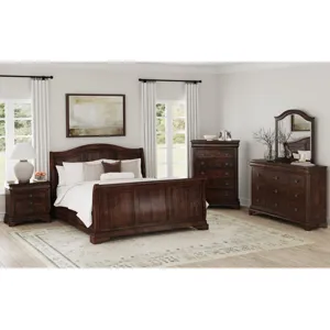 Cameron Cherry 3PC Set w/Queen Sleigh Bed
