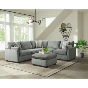 Deville Nova Grey 5PC Sectional & Ottoman