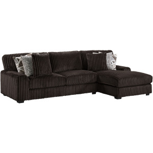 Nightfall Grand Cord Espresso Sectional 2PC Set