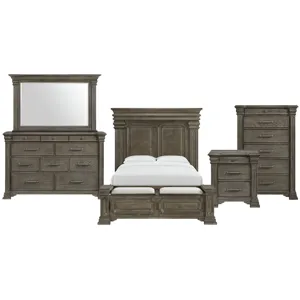 Kings Court Grey 5PC Set w/Queen Storage Bed